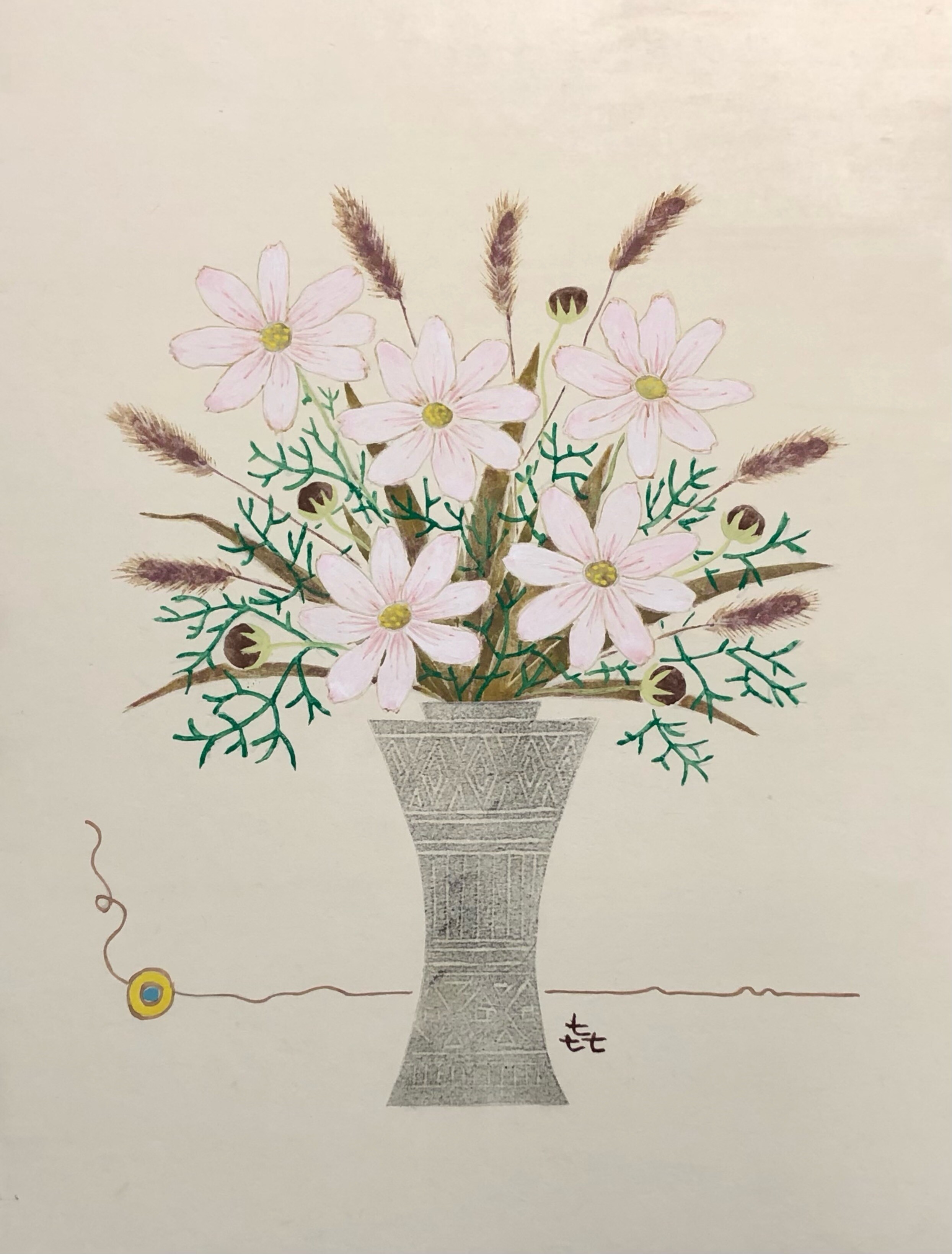 越畑喜代美、 鳥蒔草風蒔草 、希少な額装用画集より、状態良好、新品 