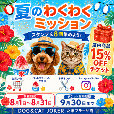 【8月限定】夏のわくわくミッション開催！スタンプ集めて15%OFFチケットをGET♪