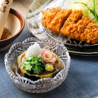 店長のおすすめ『賀茂茄子の揚げ浸しとヒレかつ』