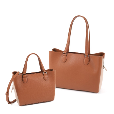 【新色】３層トート♦ブラウン/ベージュ♪